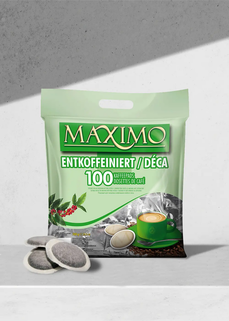 Maximo Entkoffeiniertes Senseo-kompatibles Kaffeepadpaket – 100 Pads