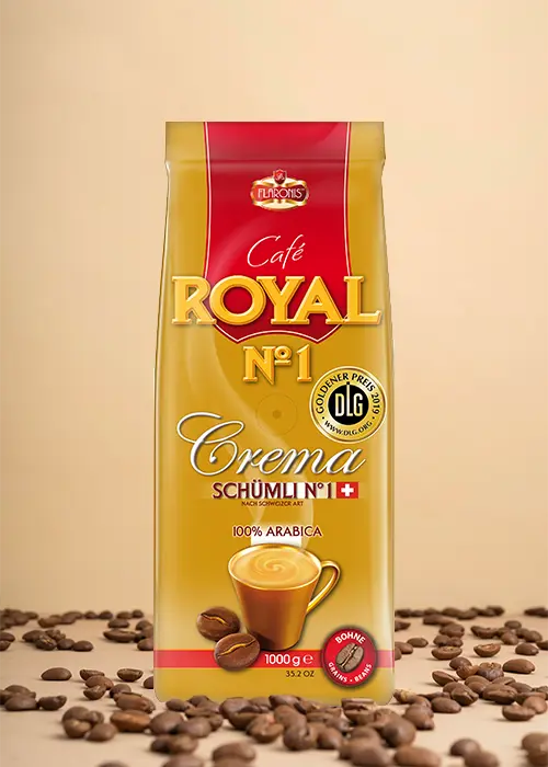 Café en Grains 100% Arabica Royal N°1 Crema Schümli Médaille Or - 1kg