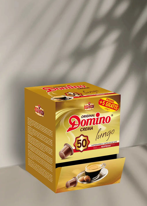 Capsules de café premium « Domino Crema Lungo », spécialement conçues pour les machines Nespresso.
