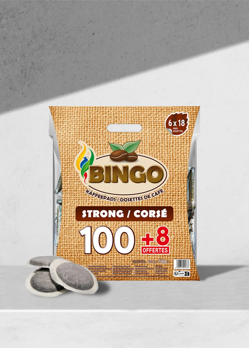 Pack Café dosettes Bingo Corsé Compatibles Senseo - 108 dosettes