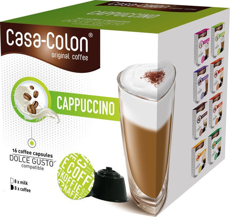 CASA COLON - CAPSULES DE CAFÉ COMPATIBLES DOLCE GUSTO®* - CAPPUCCINO - 16 PCS