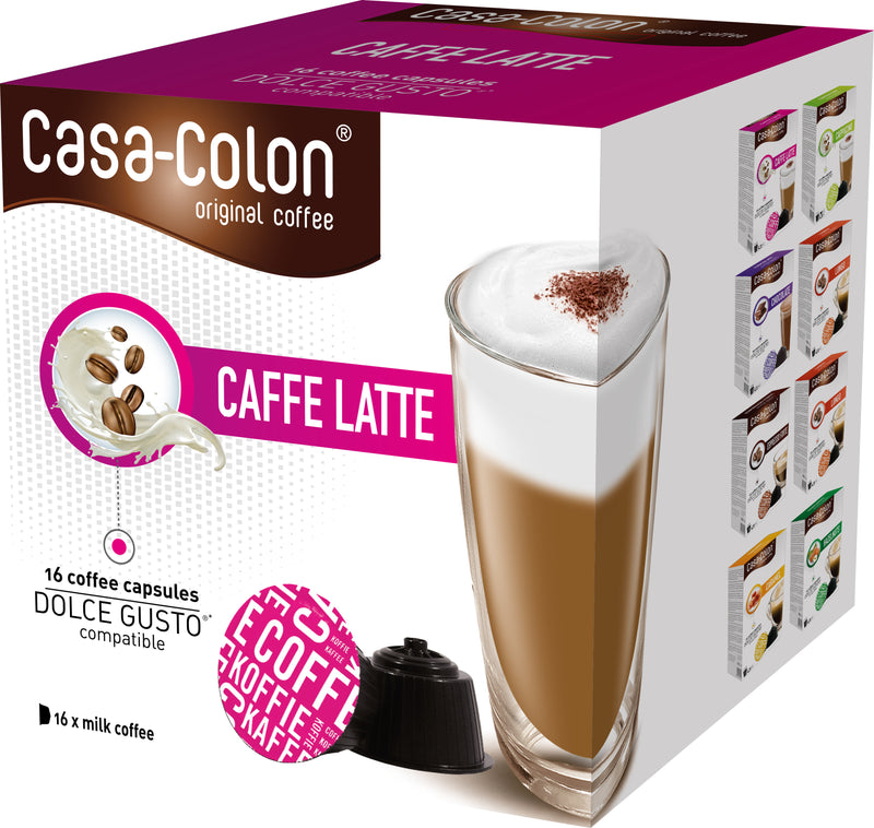 Capsules Café Casa Colon Caffe Latte Compatibles Dolce Gusto - 16 capsules
