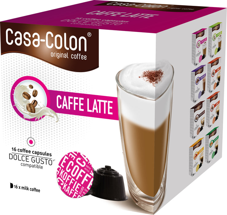 CASA COLON - DOLCE GUSTO®* COMPATIBLE COFFEE CAPSULES - CAFFE LATTE - 16 PCS
