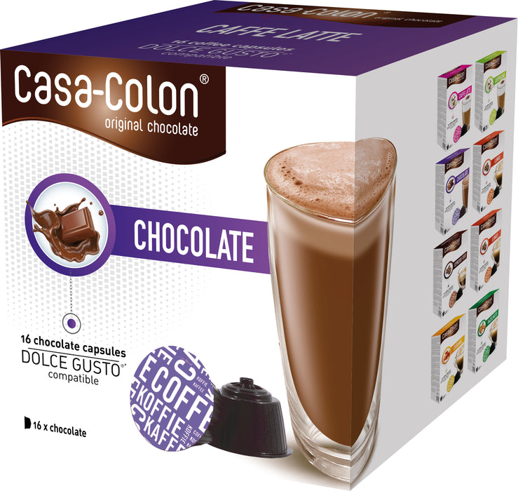 CASA COLON - CAPSULES DE CAFÉ COMPATIBLES DOLCE GUSTO®* - CHOCOLAT CHAUD - 16 PCS