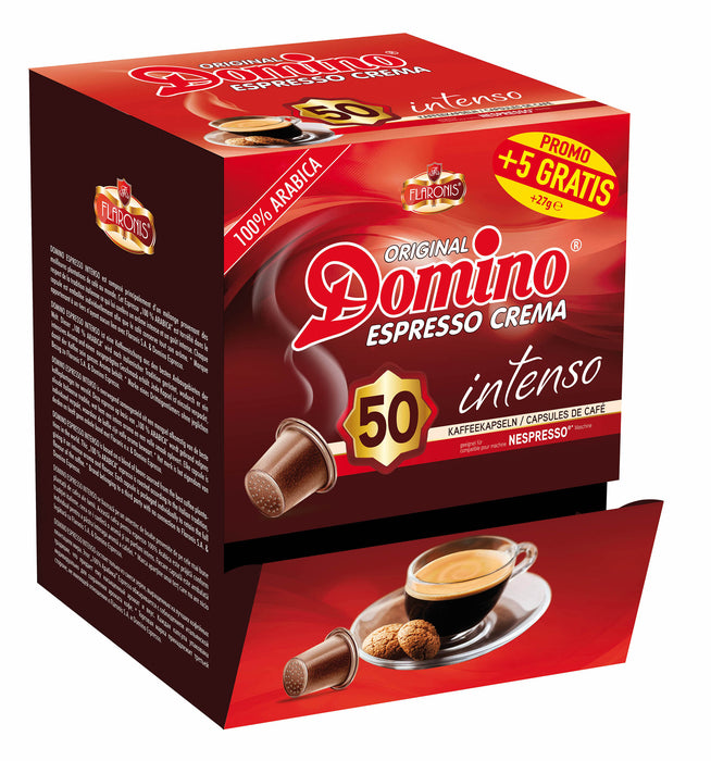 DOMINO - CAPSULES DE CAFÉ COMPATIBLES NESPRESSO®* - INTENSO - 50+5 PCS