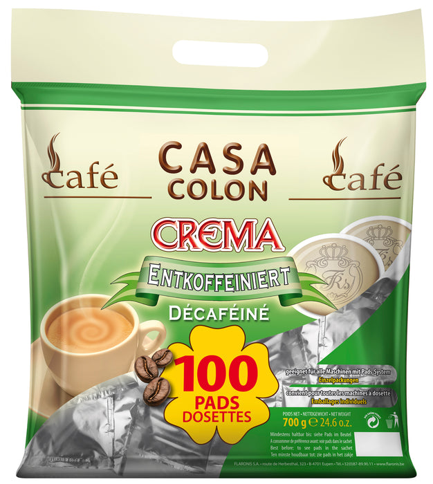 CASA COLON - SENSEO®* COMPATIBLE COFFEE PADS - DECAFFEINATED - 100 PCS